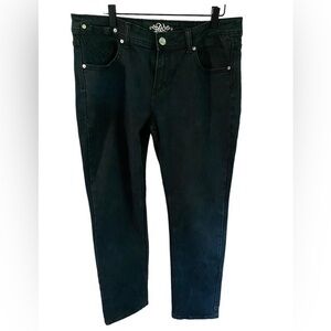 Do Denim Womens Straight black rhinestone and zipper embellished pocket jeans